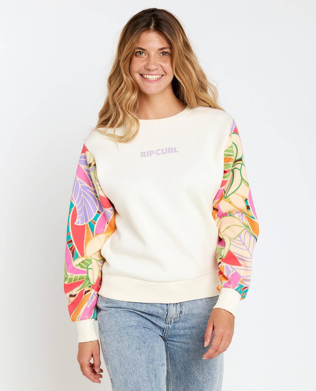 Rip Curl Wavy Print Fleece mit Rundhalsausschnitt