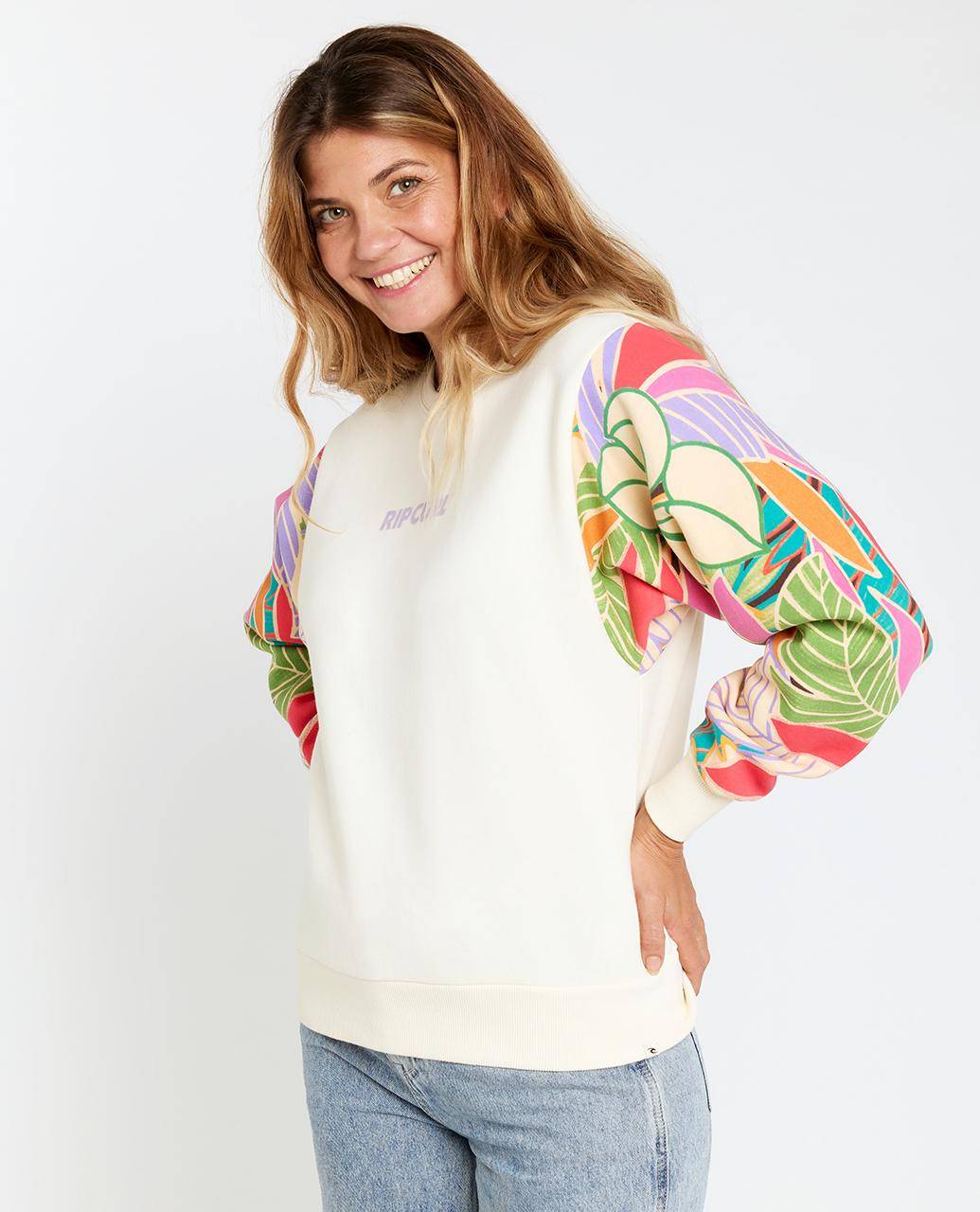 Rip Curl Wavy Print Fleece mit Rundhalsausschnitt