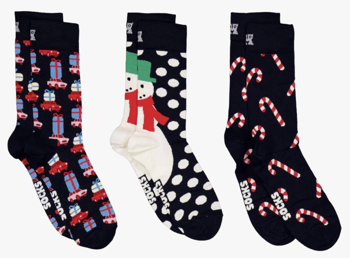 Happy Socks 3-Pack Holiday Navy Socks Gift Set