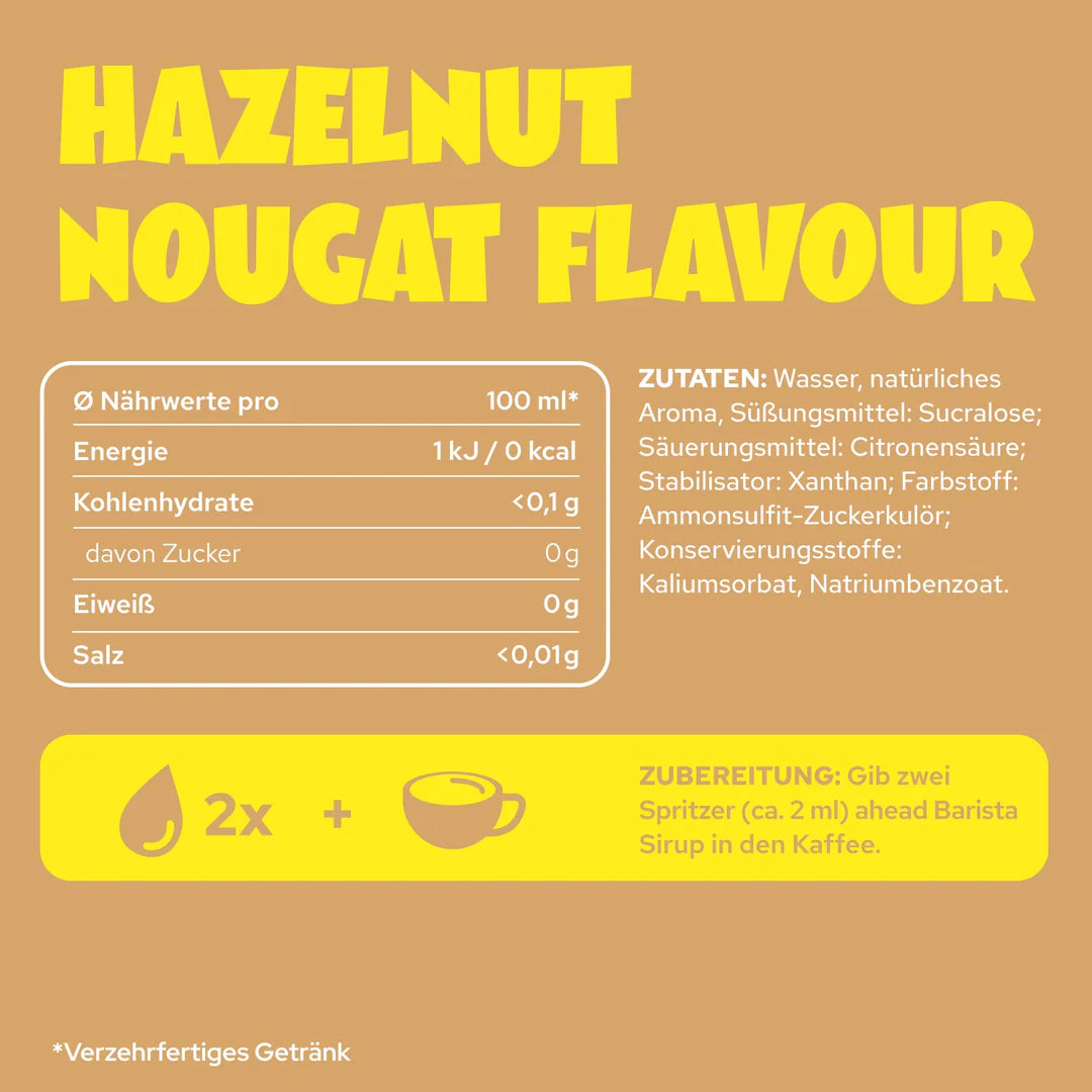 Ahead Hazelnut Nougat Flavour Zero Sirup - Mooloolabas