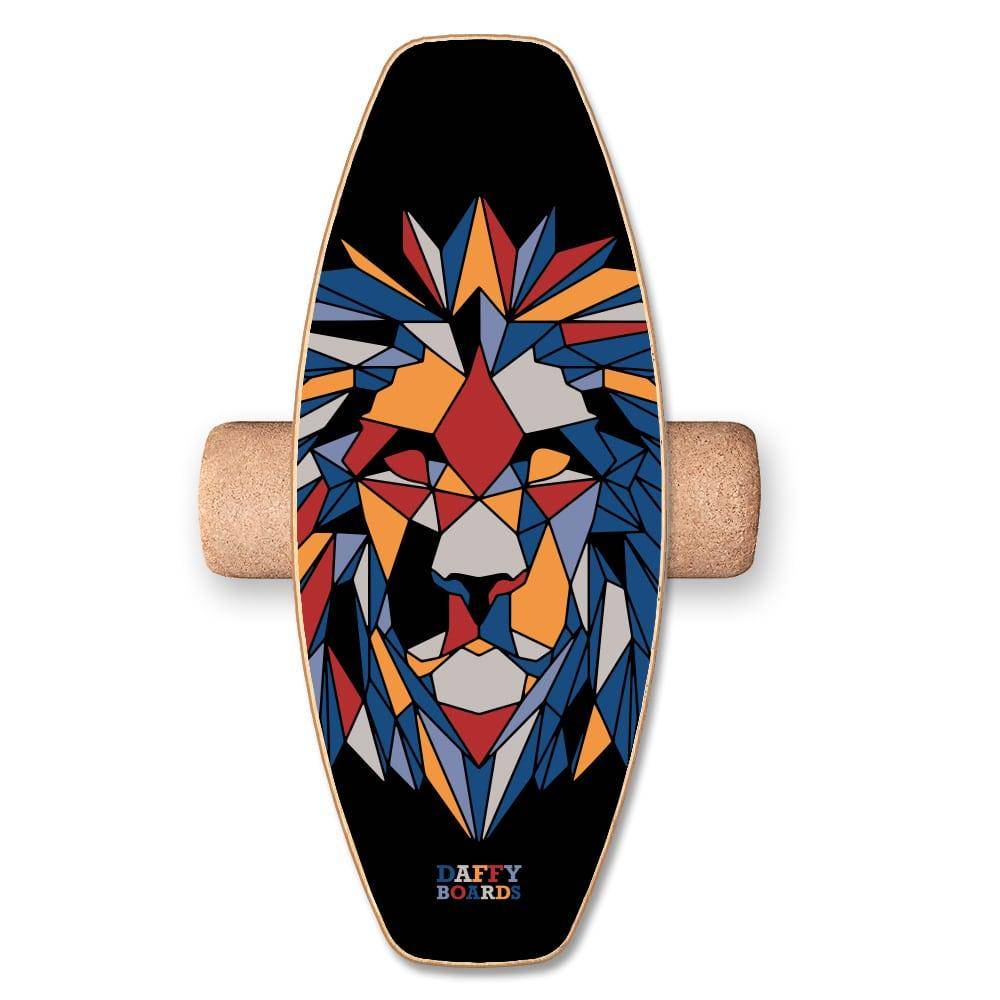Daffy Boards Allrounder Balance Board Set with Cork Roller - Design: Fractal Lion
