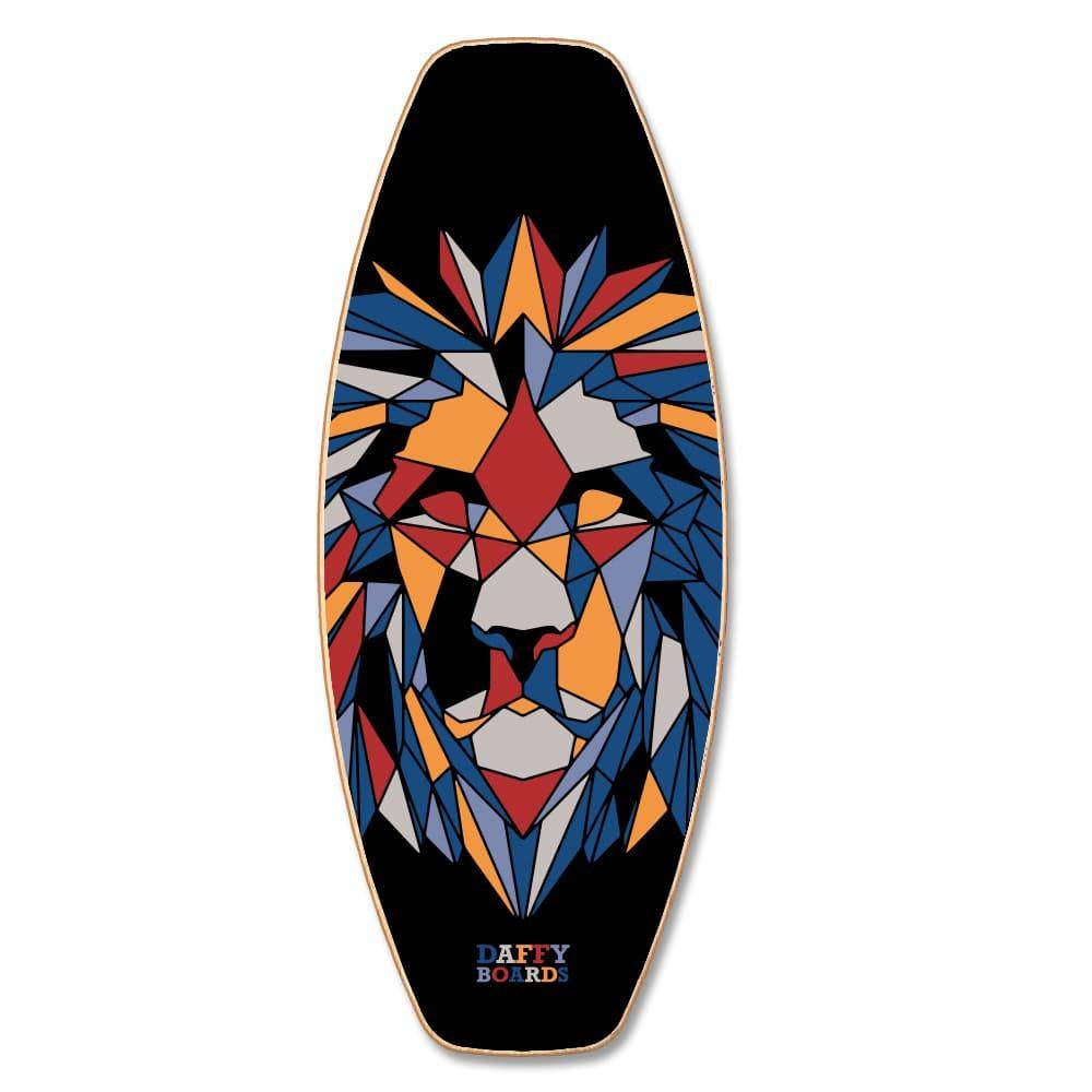 Daffy Boards Allrounder Balance Board Set mit Korkrolle - Design: Fractal Lion