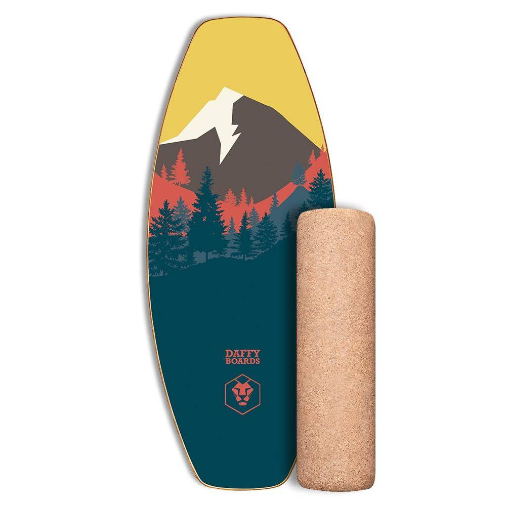 Daffy Boards Allrounder Balance Board Set with Cork Roller - Design: Mountain