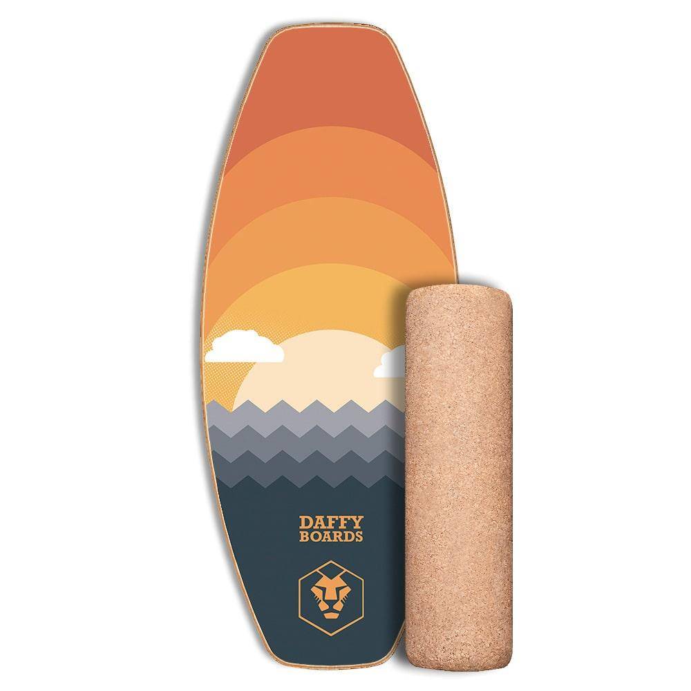 Daffy Boards Allrounder Balance Board Set with Cork Roller - Design: Sunrise