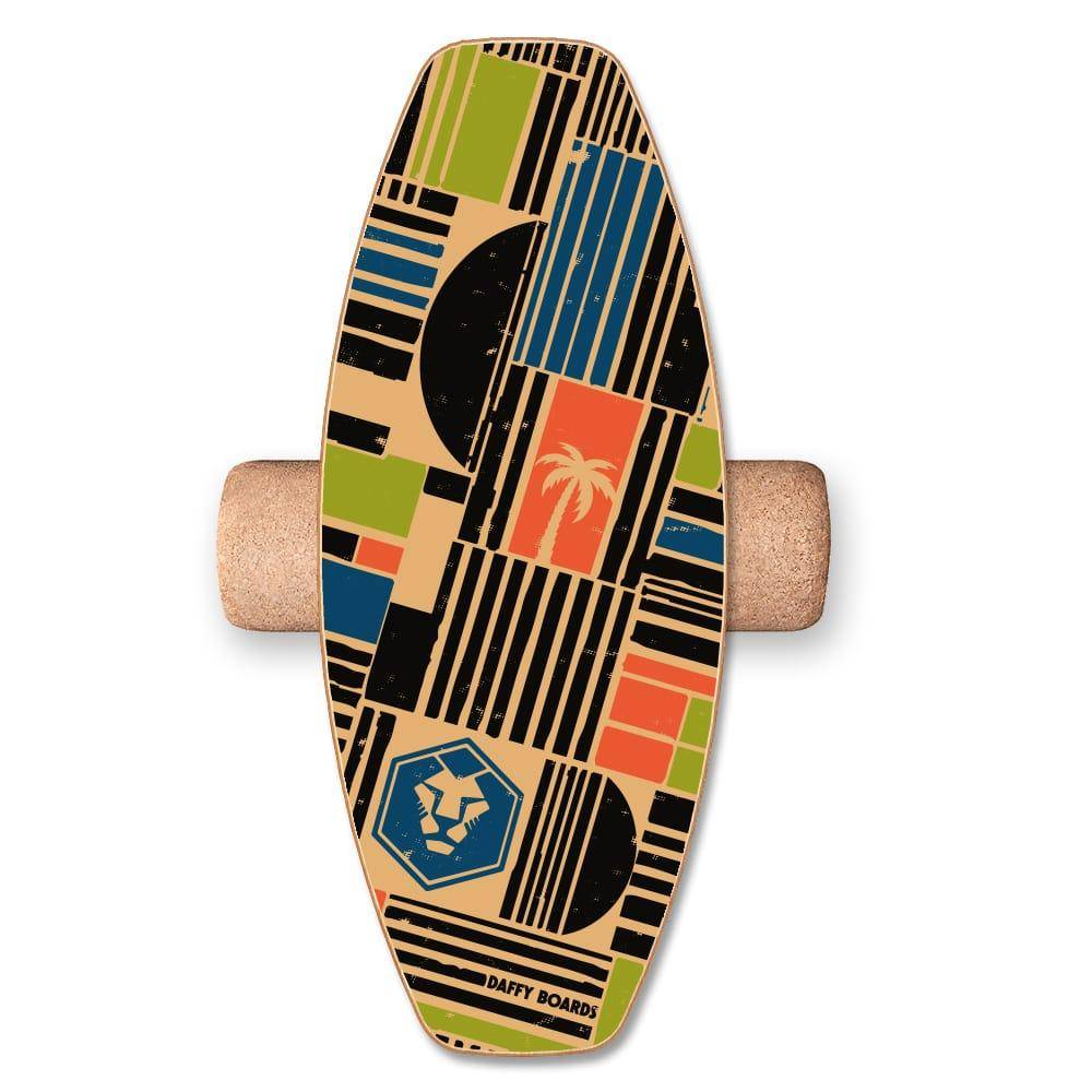 Daffy Boards Super-Bundle: Balance Board + Rolle + Kork-Halbkugel + Ständer, Design Shapes