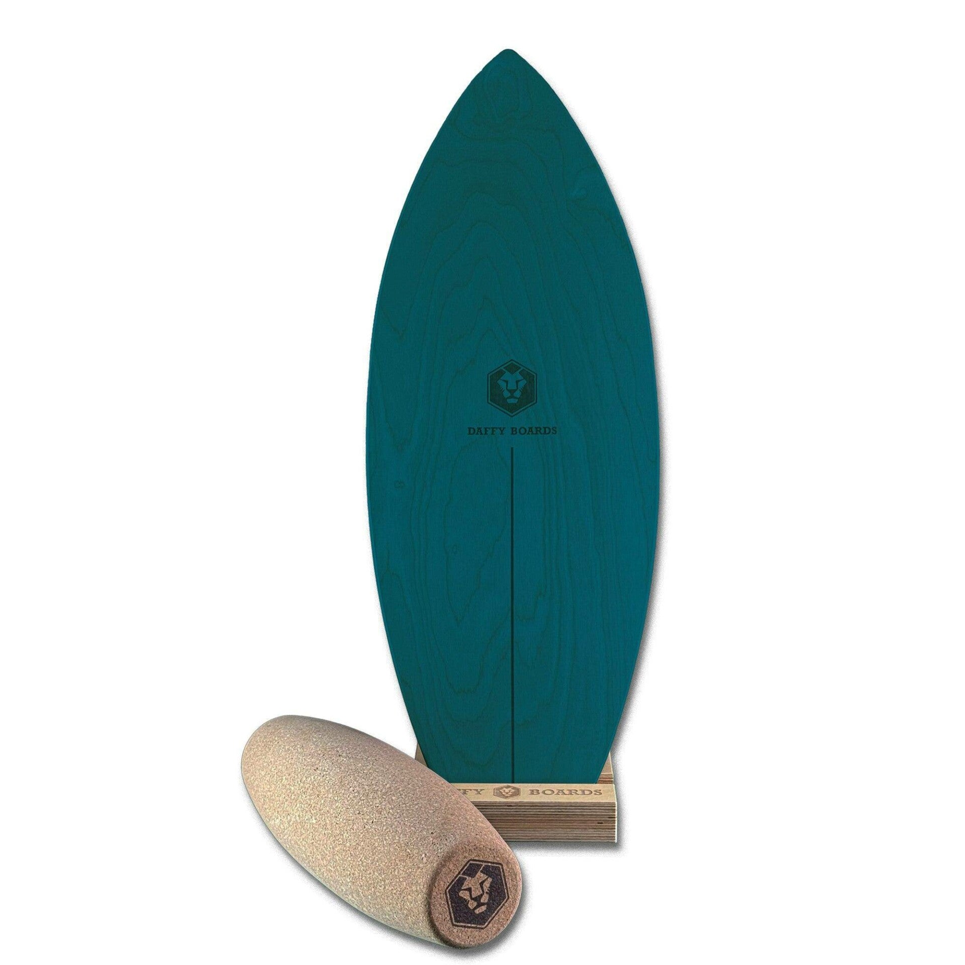 Daffy Boards Super-Bundle: Surf Balance Board + Roller + Stand, Design: Teal