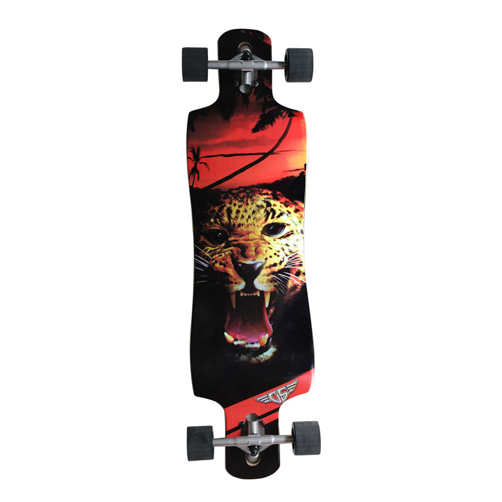 Gravity Drop Through Leopard 38 Zoll Longboard Complete
