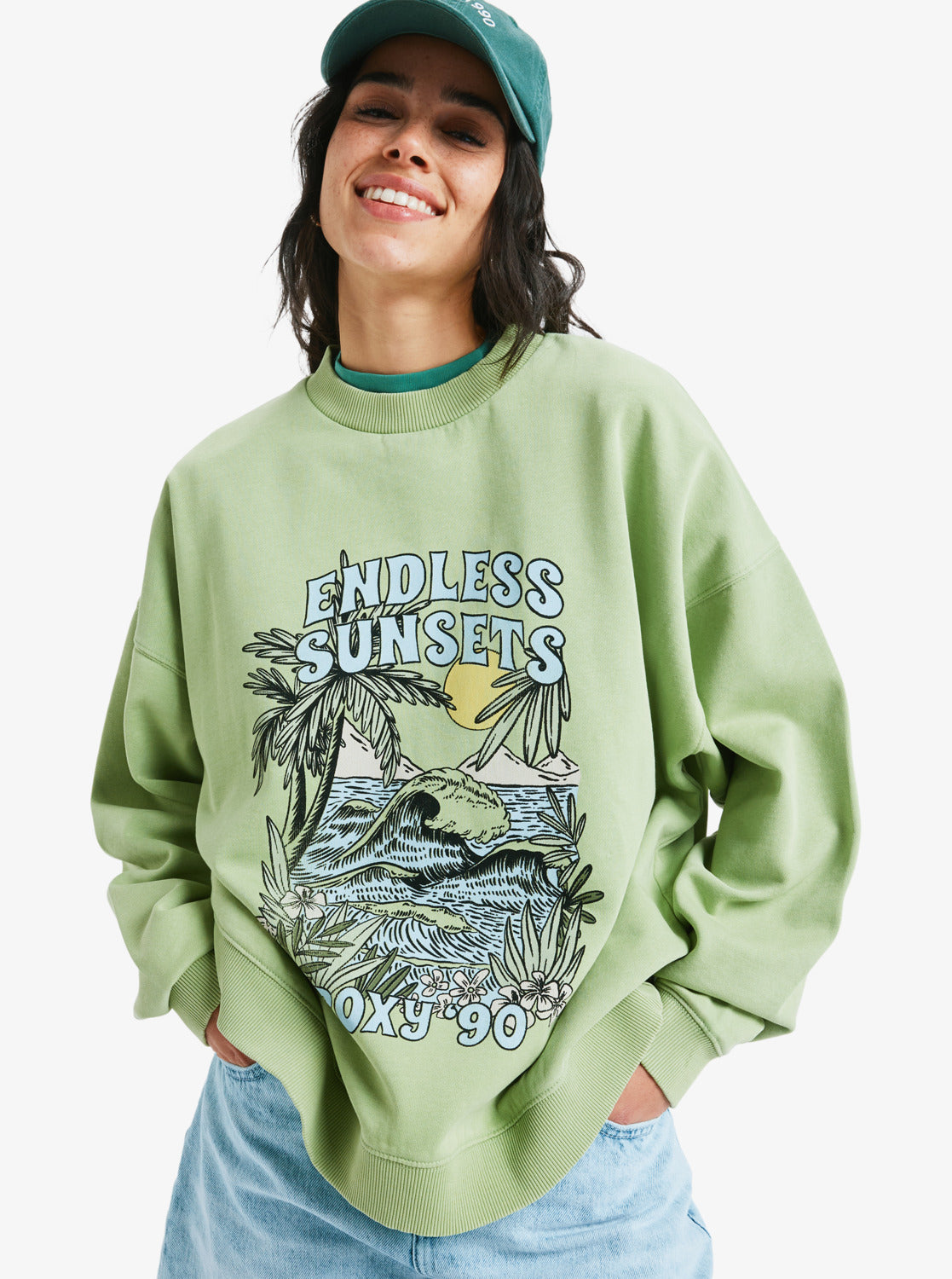 Roxy Lineup Oversized -Sweatshirt mit Vintage-Waschung für Frauen